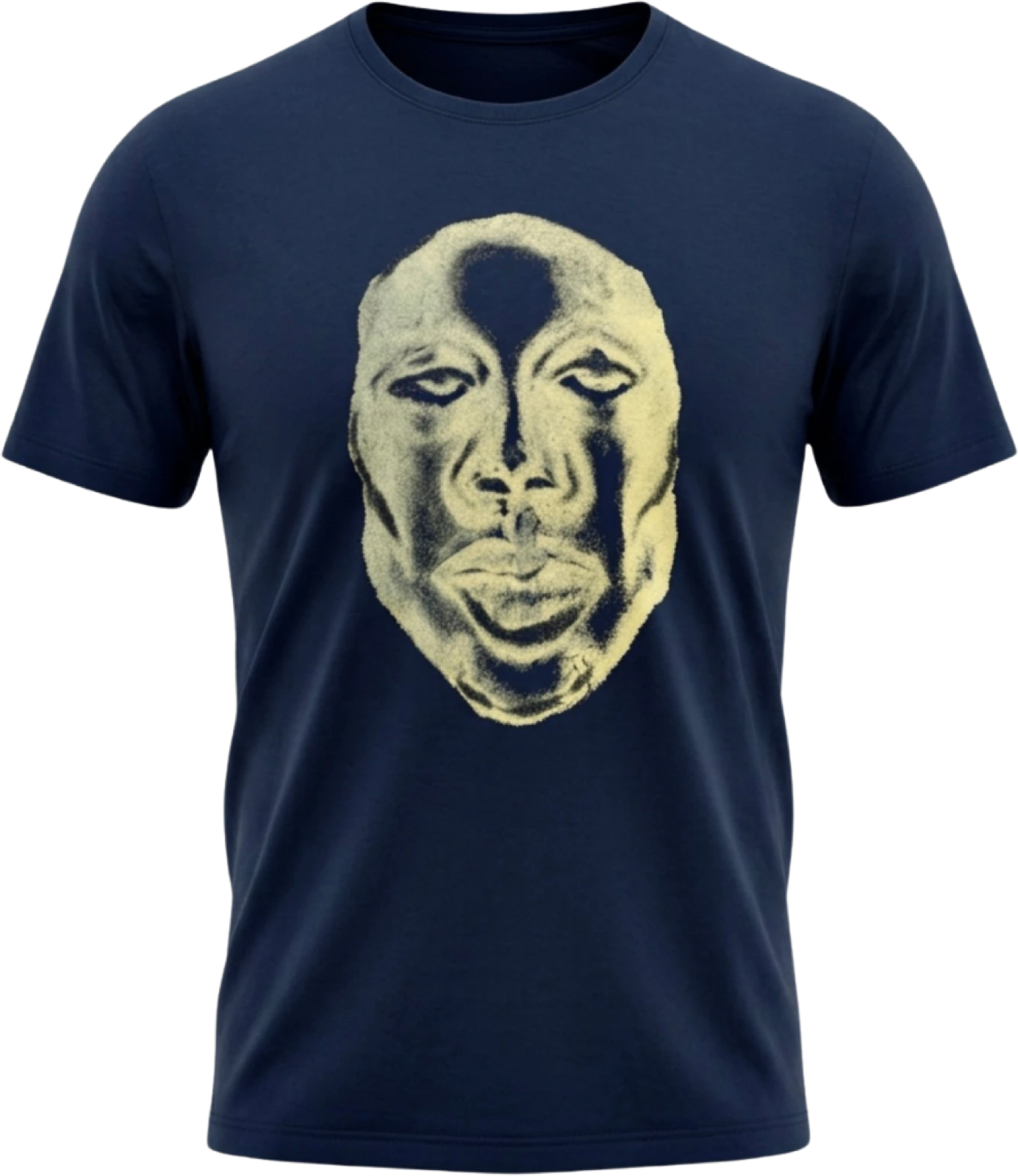 Camiseta azul-marinho com estampa de rosto