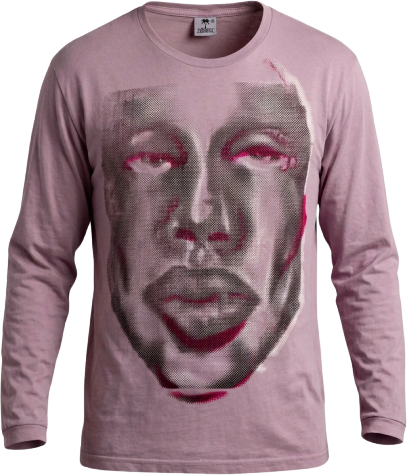 Camisa rosa de manga longa com estampa de rosto