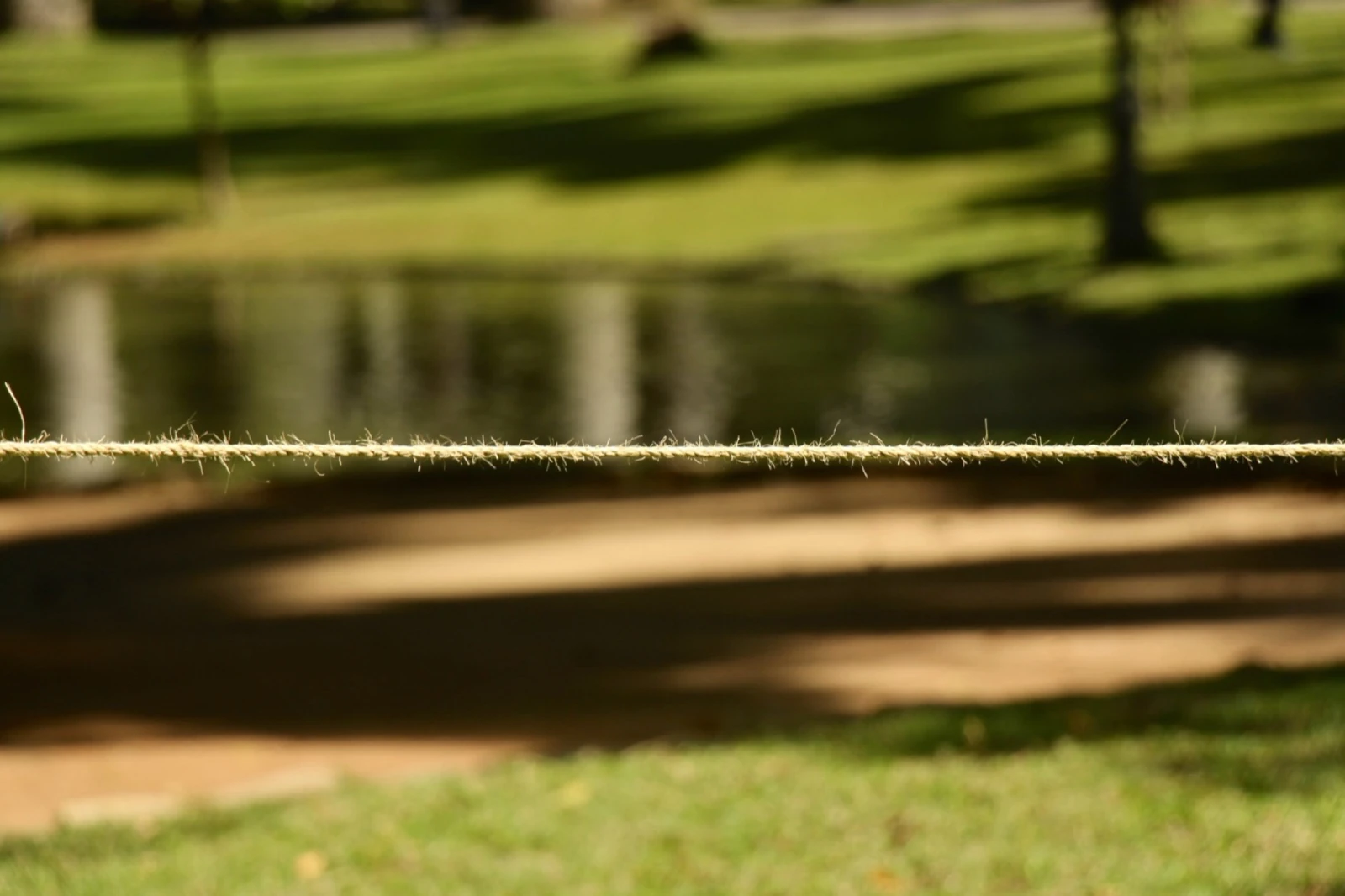Lago entre pedras e vegetação, com reflexo verde